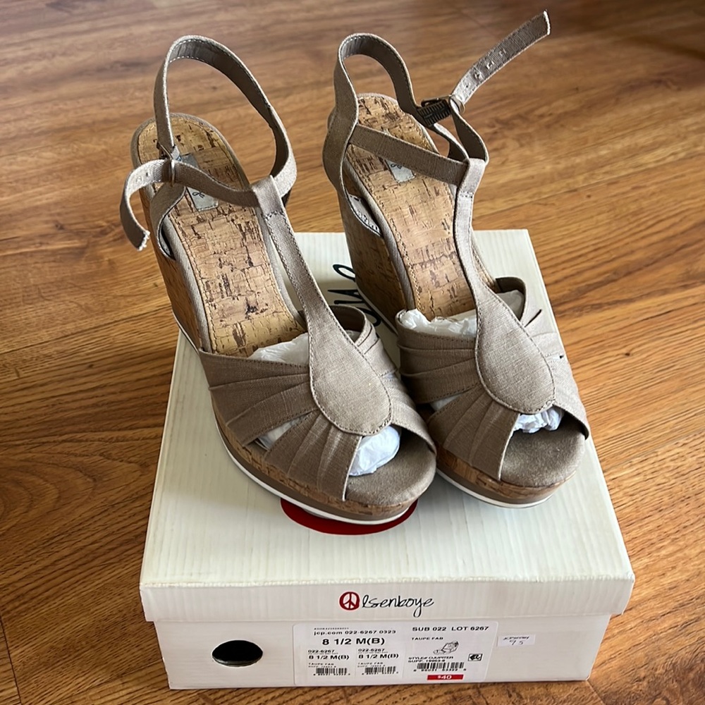 Taupe platform wedges